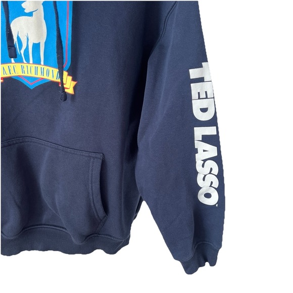 Ted Lasso Hoodie Sweatshirt Mens Large Navy Blue AFC Richmond Jerry Leigh - Picture 2 of 5